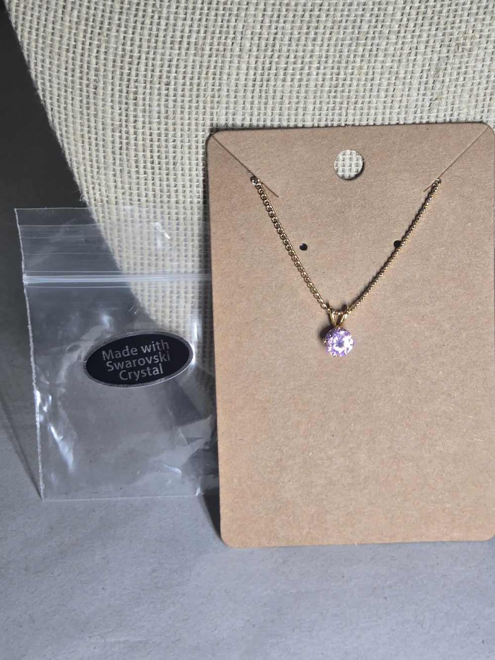 Gold-Plated Necklace with Pink Swarovski Crystal Pendant